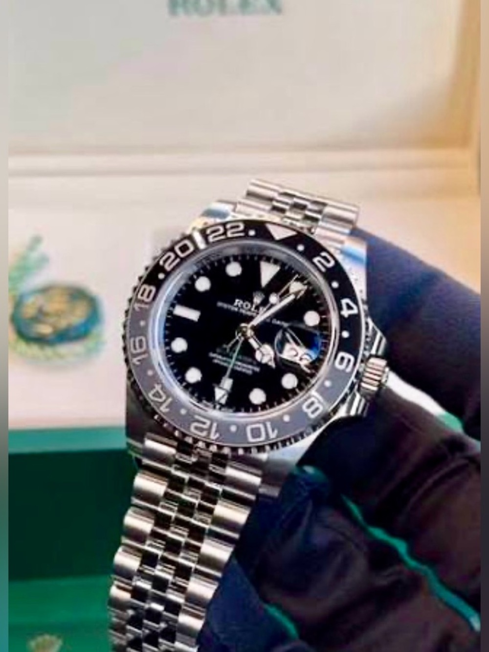BRUCE WAYNE Style GMT-Master II Black Dial Stainless Steel Bracelet